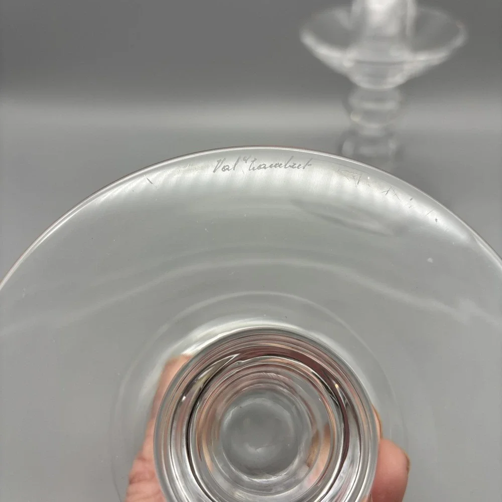 Val‎ St Lambert (2) Crystal Candlestick Holders Signed 7